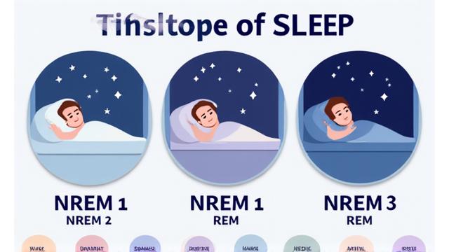 Infografía esquemática de las fases del sueño: vigilia, NREM 1-3, REM.